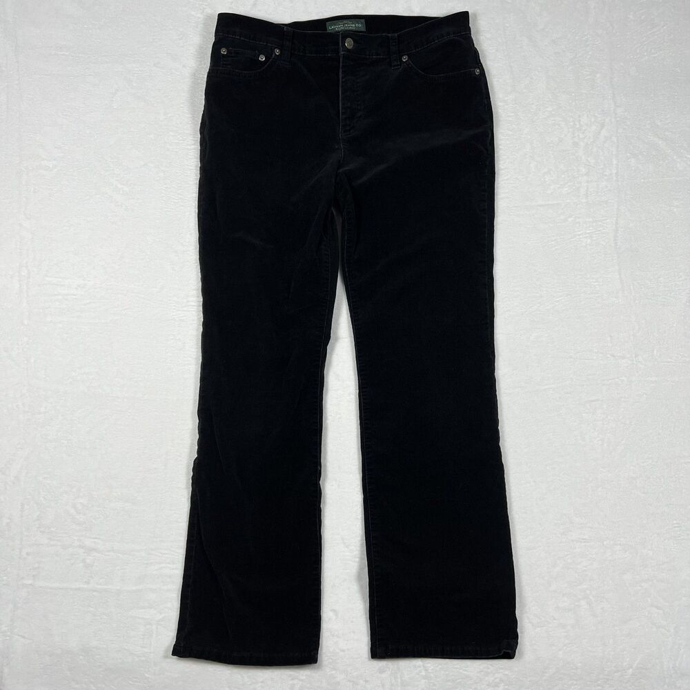 Lauren Jeans Co Ralph Lauren Womens Black Corduroy Pants 12 Straight Leg Stretch